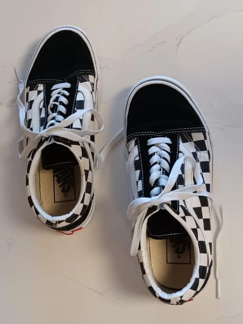 VANS Kids Black and White Checkerboard Canvas Sneakers Size 4.0